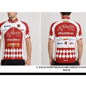 Kalas Alario Group Cycling Jersey Men’s Medium Full Zip Red White Sponsor